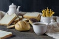 Hot coffee with fresh bread Royalty Free Stock Photo