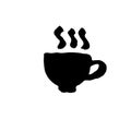 Hot coffee grunge icon. Vector ink brush illustration.