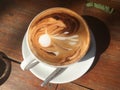 Hot coffee. Latte art. Royalty Free Stock Photo