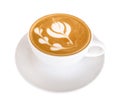 Hot coffee latte art isolated on white background, clipping path Royalty Free Stock Photo