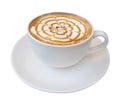 Hot coffee latte art isolated on white background, clipping path included