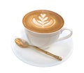 Hot coffee latte art isolated on white background, clipping path Royalty Free Stock Photo