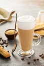 Hot coffee latte with biscotti cookies Royalty Free Stock Photo