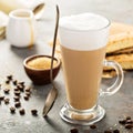 Hot coffee latte with biscotti cookies Royalty Free Stock Photo