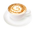 Hot coffee latte cappuccino in ceramic cup isolated on white background, clipping path included Royalty Free Stock Photo