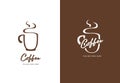 Hot coffee mug logo, coffee mug sillhouette logo icon