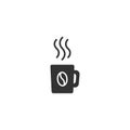 Hot coffee mug with steam icon. Black drink pictogram isolated on white background Royalty Free Stock Photo