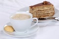 Hot coffee and nut cake tart dessert