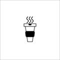 Hot coffee paper cup icon black thin line - vector illustration Royalty Free Stock Photo
