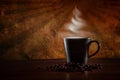 Hot coffee scene with vintage background Royalty Free Stock Photo