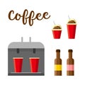 Hot coffee set. Colorful vector constructor