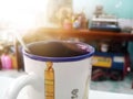 hot coffee and sun light Royalty Free Stock Photo