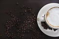 Hot coffee in a white cup on the table. Royalty Free Stock Photo