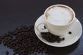 Hot coffee in a white cup on the table. Royalty Free Stock Photo