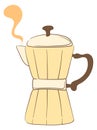 Hot coffeepot icon. Cute cozy kitchen kettle