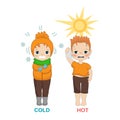 Hot and cold boy. Royalty Free Stock Photo