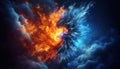 hot and cold concept.fire and ice element background Royalty Free Stock Photo