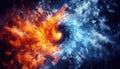 hot and cold concept.fire and ice element background Royalty Free Stock Photo