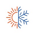 Hot and cold icon. Sun, snowflake symbol