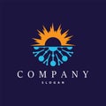 hot and cold logo, minimalist design fire, water, ice, sun temple brand simple product Royalty Free Stock Photo