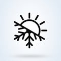 Hot and cold symbol. Sun and snowflake all season concept icon. Vector illustration Royalty Free Stock Photo