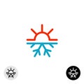 Hot and cold symbol. Sun and snowflake all season concept logo. Royalty Free Stock Photo