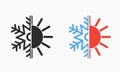 Hot and cold symbol. Sun and snowflake all season concept logo. Vector illustration Royalty Free Stock Photo