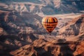 Hot colorful Air Balloon Ride Over Beautiful Grand Canyon, Usa. Generative Ai