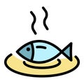 Hot cooked fish icon color outline vector Royalty Free Stock Photo