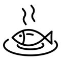 Hot cooked fish icon, outline style