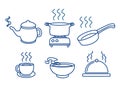 Hot cooked related object icon artline vector Royalty Free Stock Photo