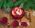 Hot cranberry drink with apples, cinnamon and star anise