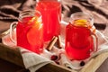 Hot cranberry tea with orange cinnamon warming drink Royalty Free Stock Photo