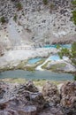 Hot Creek Geological Site near Mammoth Lakes California features a natural hot spring and interesting rock formations in Mono Royalty Free Stock Photo