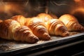 Hot crispy croissants in the oven