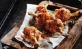 Hot crispy grilled chicken legs with chili
