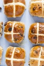 Hot cross buns, Ariel view of spiced sweet bread