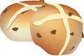 Hot cross buns illustration on white background Royalty Free Stock Photo