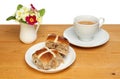 Hot cross buns and tea