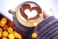 hot cup of coffee, with heart shape Royalty Free Stock Photo