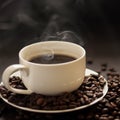 Hot cup of coffee with smoke Royalty Free Stock Photo