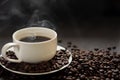 Hot cup of coffee with smoke Royalty Free Stock Photo