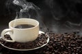 Hot cup of coffee with smoke Royalty Free Stock Photo