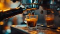 Espresso made by coffee machine. AI generated. Royalty Free Stock Photo