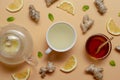 Hot cup of ginger tea with honey, home healing Royalty Free Stock Photo