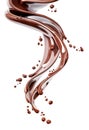 Hot dark chocolate dynamic splashing, liquid splash, 3d isolated on white background