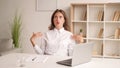 Hot day working woman heat suffer elegant office