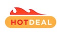 Hot deal discount price vector icon with fire flame design Royalty Free Stock Photo