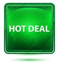 Hot Deal Neon Light Green Square Button Royalty Free Stock Photo