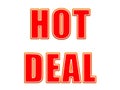 `Hot Deal`. Promotional stamp of offers with white background. Illustration in English with text for retail campaigns. 3D Royalty Free Stock Photo